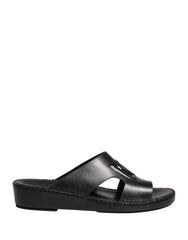Dolce & Gabbana Black Leather Cutout DG Logo Sandals Shoes - EU44/US11