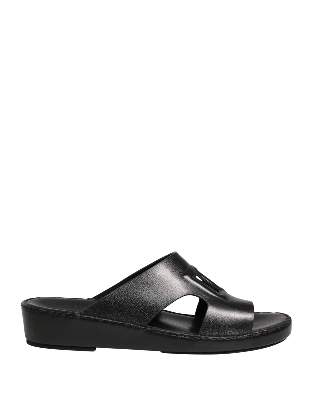 Dolce & Gabbana Black Leather Cutout DG Logo Sandals Shoes - EU44/US11