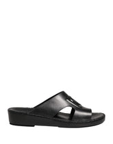 Dolce & Gabbana Black Leather Cutout DG Logo Sandals Shoes - EU44/US11