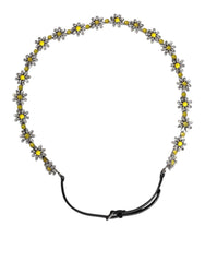 Dolce & Gabbana Black Leather Daisy Crystal Embellish Waist Belt - 90 cm / 36 Inches