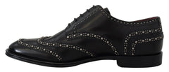 Dolce & Gabbana Black Leather Derby Dress Studded Shoes - Shoes