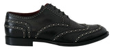 Dolce & Gabbana Black Leather Derby Dress Studded Shoes - Shoes
