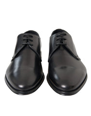 Dolce & Gabbana Black Leather Derby Formal Dress Men Shoes - Shoes