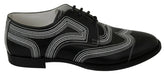 Dolce & Gabbana Black Leather Derby Formal White Lace Shoes - EU44/US11