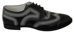 Dolce & Gabbana Black Leather Derby Formal White Lace Shoes - EU44/US11