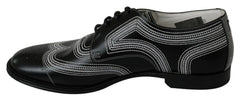 Dolce & Gabbana Black Leather Derby Formal White Lace Shoes - EU44/US11