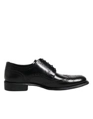 Dolce & Gabbana Black Leather Derby Wingtip Formal Shoes - EU 41 | US 8 - Shoes