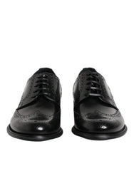 Dolce & Gabbana Black Leather Derby Wingtip Formal Shoes - EU 41 | US 8 - Shoes
