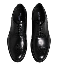 Dolce & Gabbana Black Leather Derby Wingtip Formal Shoes - EU 41 | US 8 - Shoes