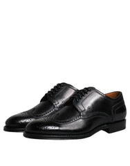 Dolce & Gabbana Μαύρα Δερμάτινα Derby Παπούτσια Μυτερά Επίσημα - EU39.5/US6.5