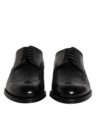 Dolce & Gabbana Black Leather Derby Wingtip Formal Shoes - EU39.5/US6.5 - Shoes