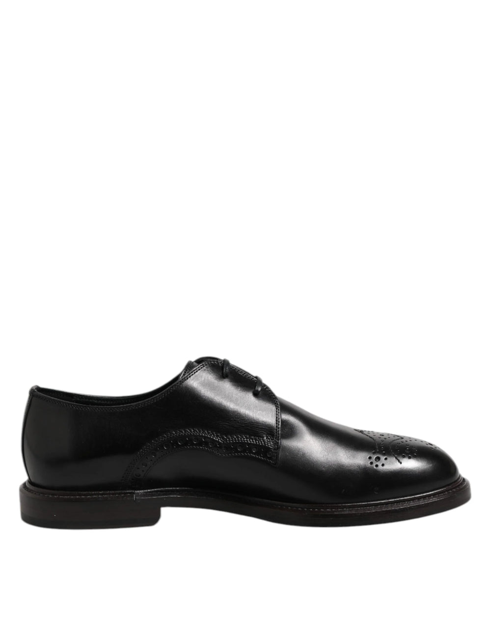 Dolce & Gabbana Black Leather Derby Wingtip Formal Shoes - EU41/US8 - Shoes