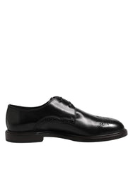 Dolce & Gabbana Black Leather Derby Wingtip Formal Shoes - EU41/US8 - Shoes