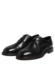 Dolce & Gabbana Black Leather Derby Wingtip Formal Shoes - EU41/US8 - Shoes