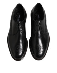 Dolce & Gabbana Black Leather Derby Wingtip Formal Shoes - EU41/US8 - Shoes