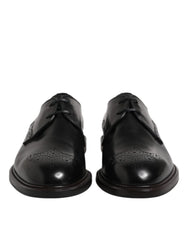Dolce & Gabbana Black Leather Derby Wingtip Formal Shoes - EU41/US8 - Shoes