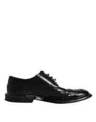 Dolce & Gabbana Black Leather Derby Wingtip Formal Shoes - EU42/US9 - Shoes