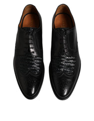 Dolce & Gabbana Black Leather Derby Wingtip Lace Up Formal Dress Shoes - Shoes