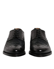Dolce & Gabbana Black Leather Derby Wingtip Lace Up Formal Dress Shoes - Shoes