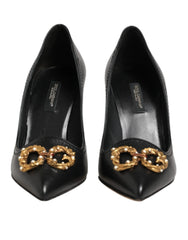 Dolce & Gabbana Black Leather DG Amore Heels Pumps Shoes - EU35/US4.5
