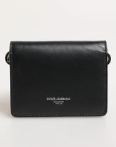 Dolce & Gabbana Black Leather DG Logo Bifold Card Holder Men Borse Wallet - Wallets