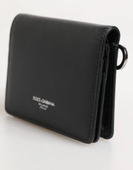 Dolce & Gabbana Black Leather DG Logo Bifold Card Holder Men Borse Wallet - Wallets