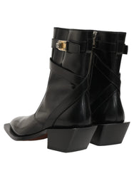 Dolce & Gabbana Botas de Cano Médio em Pele Preta com Placa DG - EU44/US11