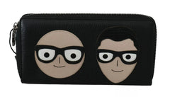 Dolce & Gabbana Black Leather #DGFAMILY Zipper Continental Mens Wallet - Wallets