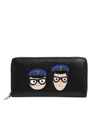 Dolce & Gabbana Black Leather #DGFAMILY Zipper Continental Mens Wallet - Wallets