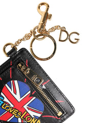 Dolce & Gabbana Black Leather #DGLovesLondon Cardholder Coin Case Keyring - Card Cases
