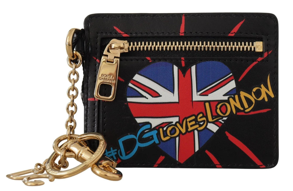 Dolce & Gabbana Black Leather #DGLovesLondon Keyring Cardholder Coin Case - Wallets