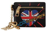 Dolce & Gabbana Black Leather #DGLovesLondon Keyring Cardholder Coin Case - Wallets
