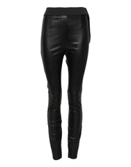 Dolce & Gabbana Black Leather Elastic Waist Pants - IT40|S - Trousers