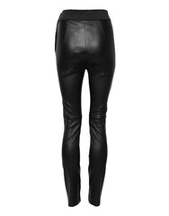 Dolce & Gabbana Black Leather Elastic Waist Pants - IT40|S - Trousers