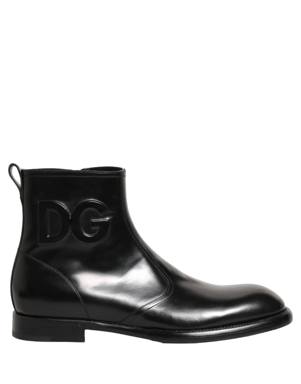 Dolce & Gabbana Black Leather Embossed Logo Ankle Boots Shoes - EU44/US11