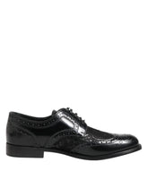 Dolce & Gabbana Black Leather Floral Lace Dress Formal Shoes - Shoes