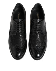 Dolce & Gabbana Black Leather Floral Lace Dress Formal Shoes - EU38/US7.5 - Shoes