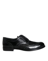 Dolce & Gabbana Black Leather Floral Lace Dress Formal Shoes - Flats