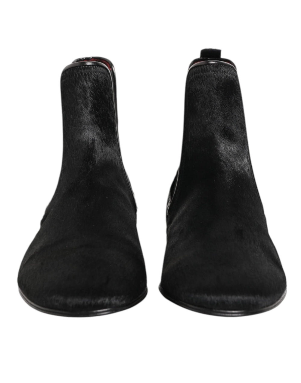 Dolce & Gabbana Black Leather Fur Men CHELSEA Boots Shoes - EU 41.5 | US 8.5