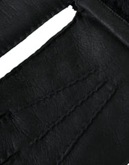 Dolce & Gabbana Black Leather Fur Short Hands Gloves - Gloves & Mittens