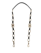 Dolce & Gabbana Black Leather Gold Chain Bag Accessory Shoulder Strap