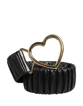 Dolce & Gabbana Black Leather Gold Heart Metal Buckle Belt - 100 cm / 40 Inches
