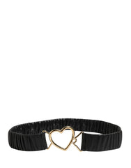 Dolce & Gabbana Black Leather Gold Heart Metal Buckle Belt - 100 cm / 40 Inches