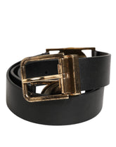 Curea Dolce & Gabbana din piele neagră cu cataramă monedă aurie și argintie - 90 cm / 36 inci