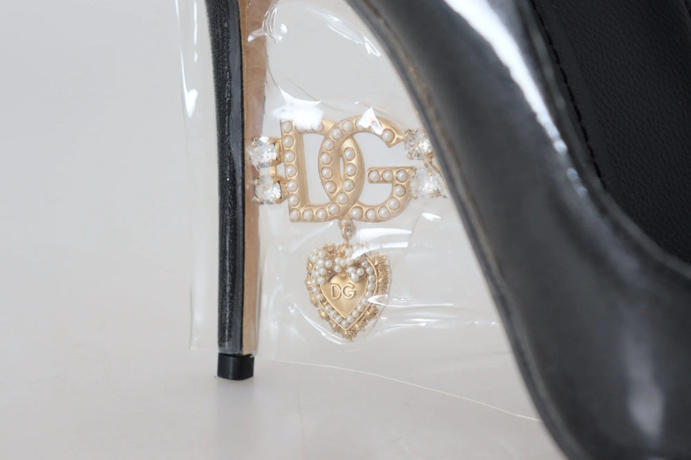 Dolce & Gabbana Black Leather Heels Pumps Plastic Wrapped Shoes - EU36/US5.5