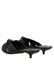 Dolce & Gabbana Black Leather Heels Slides Sandals Shoes - EU36/US5.5