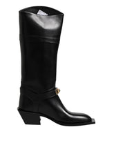 Dolce & Gabbana Black Leather High Boots Flats Shoes - EU43/US10 - Boots