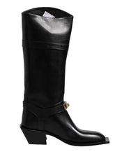 Dolce & Gabbana Black Leather High Boots Flats Shoes - EU43/US10 - Boots