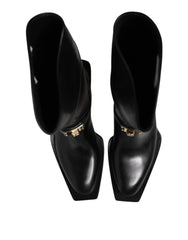 Dolce & Gabbana Black Leather High Boots Flats Shoes - EU43/US10 - Boots