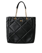 Dolce & Gabbana Black Leather JUNGLE Quilted Shopping Tote Bag - Shopper Bags